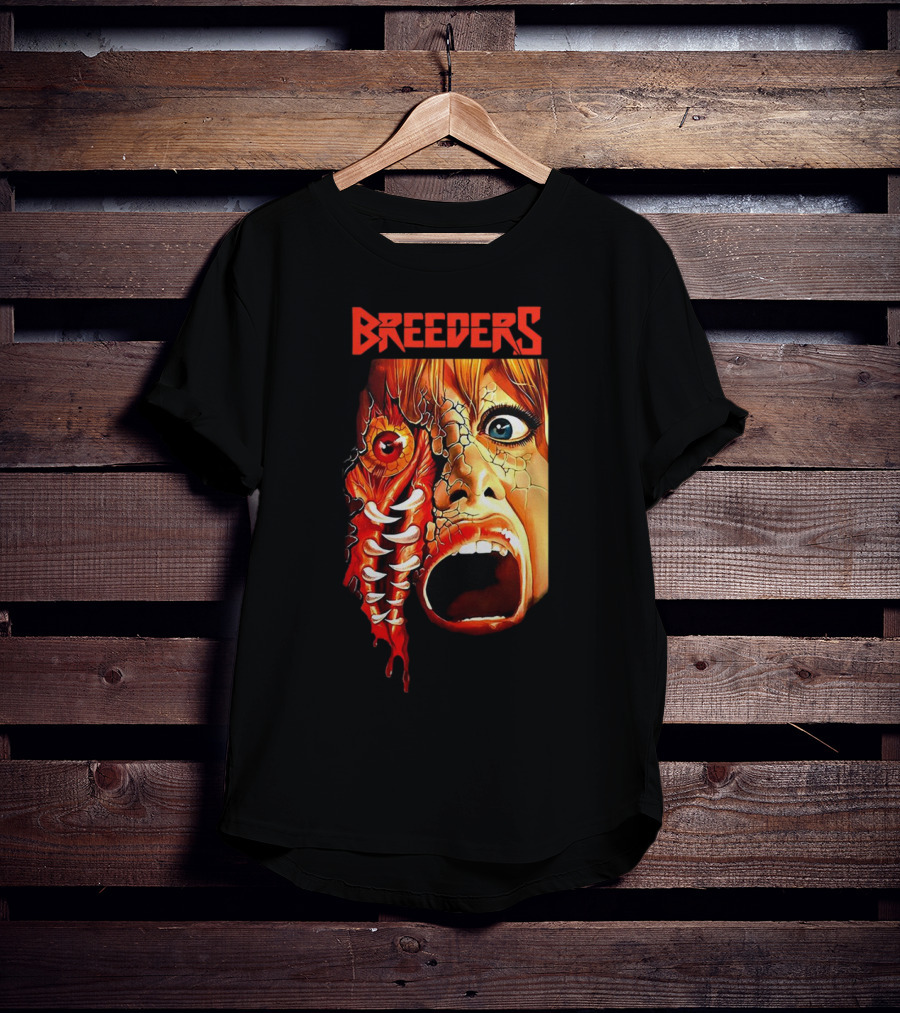Breeders Horror Movie Artwork With Distorted Face And Eye T-Shirt