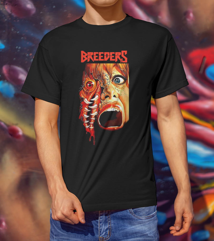 Breeders Horror Movie Artwork With Distorted Face And Eye T-Shirt