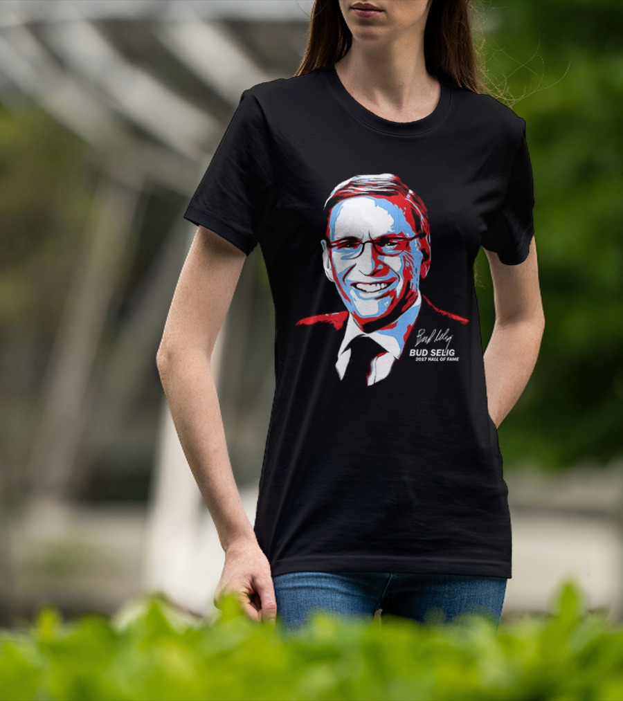 Bud Selig Commissioner Signature Red Blue White T-Shirt