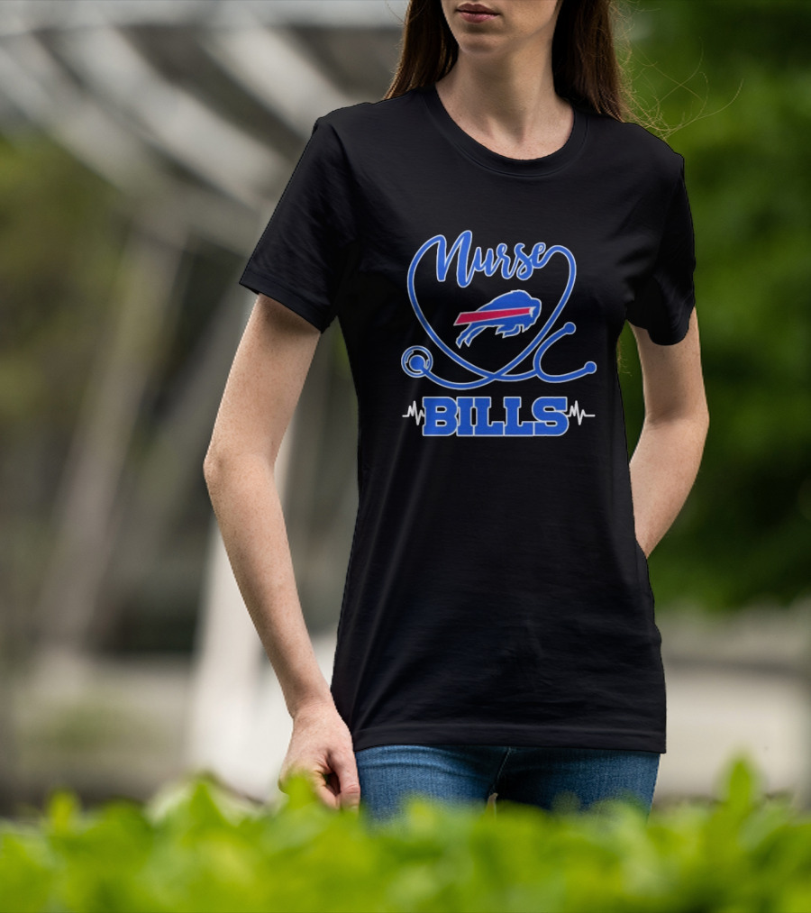 Nurse Buffalo Bills Stethoscope Heartbeat T-Shirt