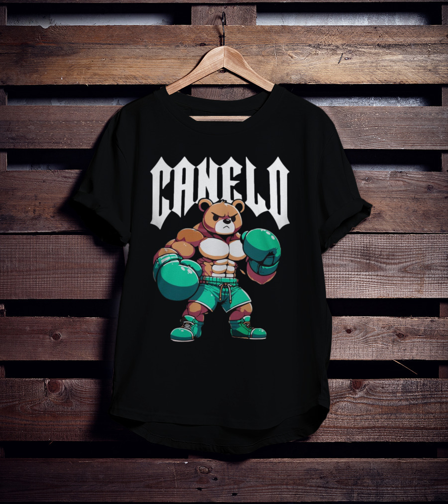 Canelo Bear Boxing Cartoon Bear With Gloves And Shorts T-Shirt