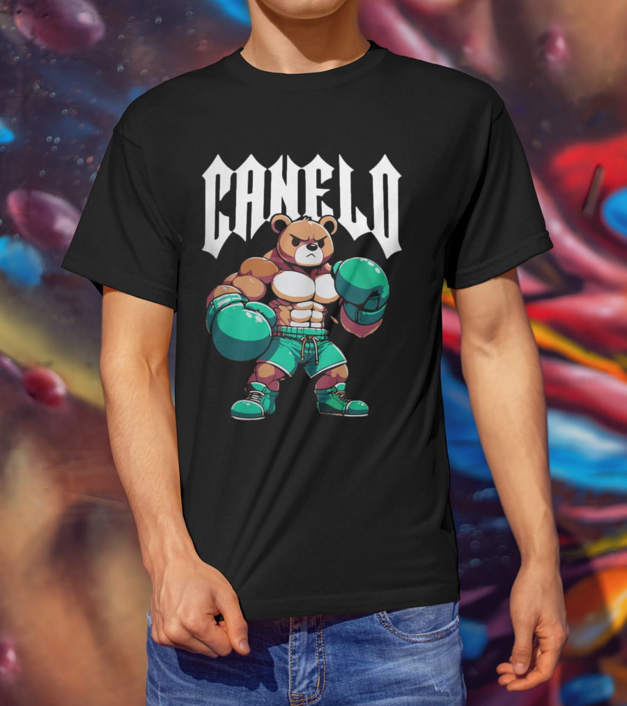 Canelo Bear Boxing Cartoon Bear With Gloves And Shorts T-Shirt