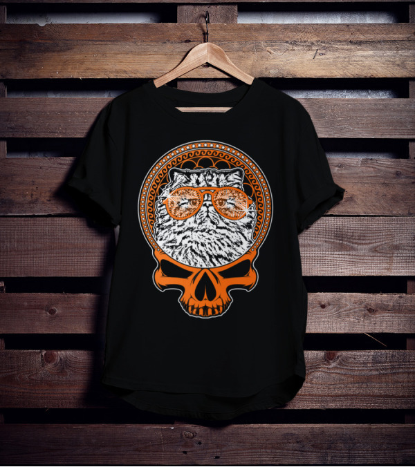 CATTY STYLE Skull Cat With Sunglasses T-Shirt