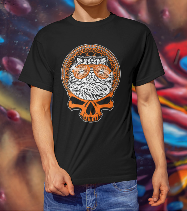 CATTY STYLE Skull Cat With Sunglasses T-Shirt
