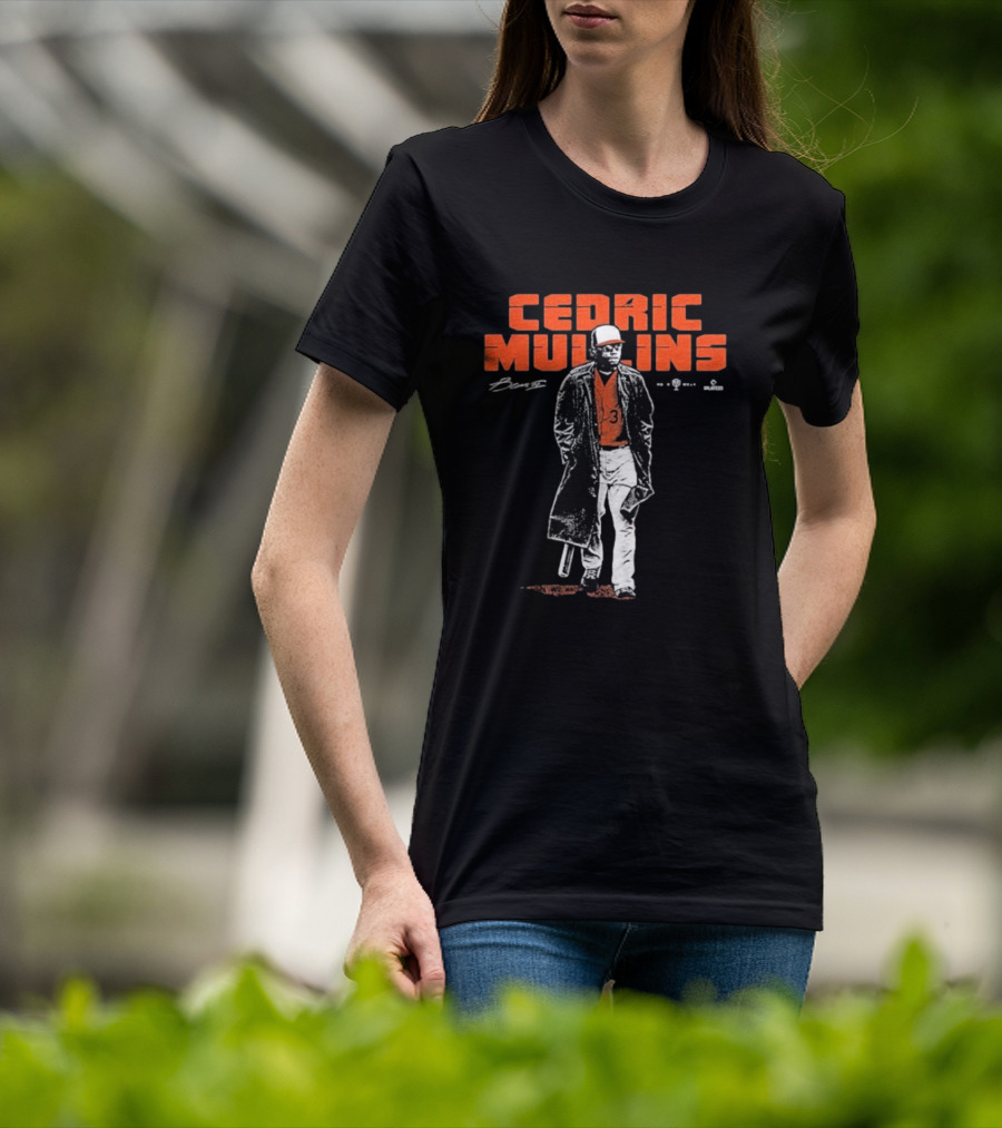 Cedric Mullins Baseball Player Number 31 Walking In Coat With Bat T-Shirt