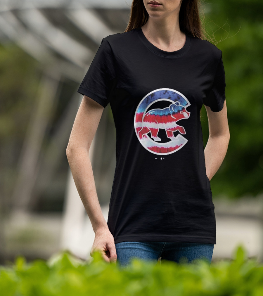 Chicago Cubs Americana Tie-Dye Bear Logo T-Shirt