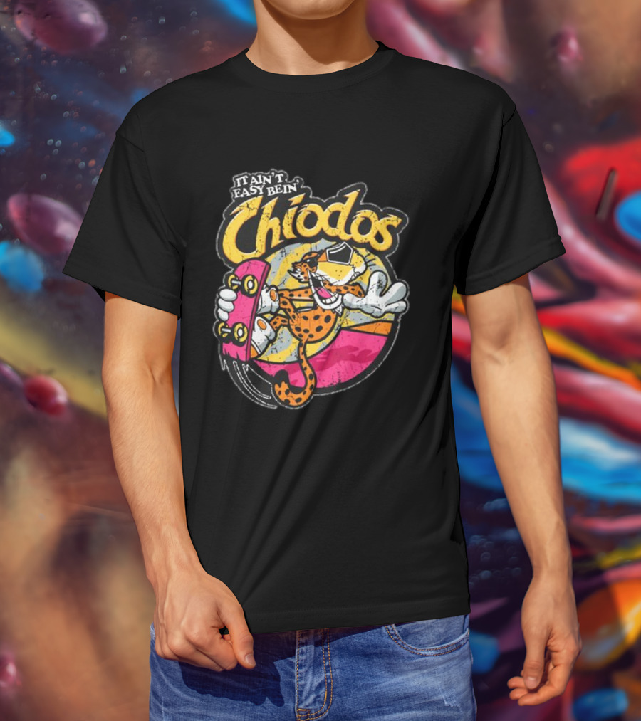 It Ain't Easy Bein' Chiodos Skateboard Cheetah Black T-Shirt