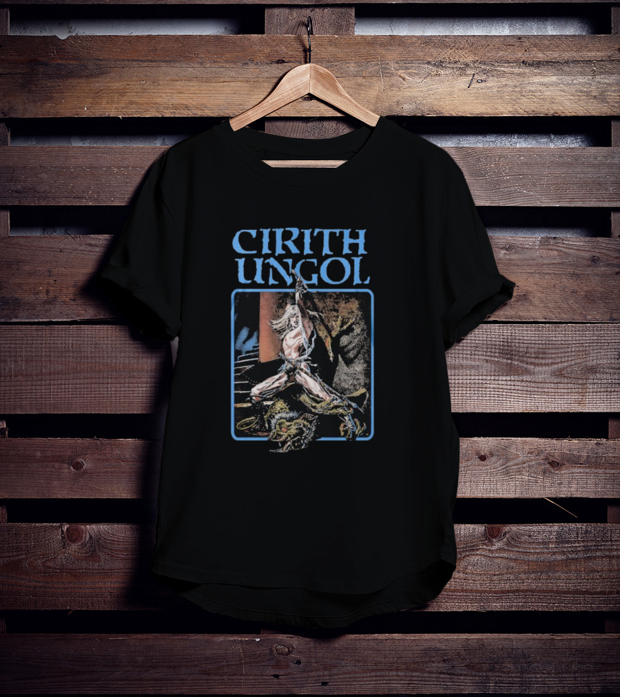 Cirith Ungol Fantasy Warrior And Dragon Battle T-Shirt