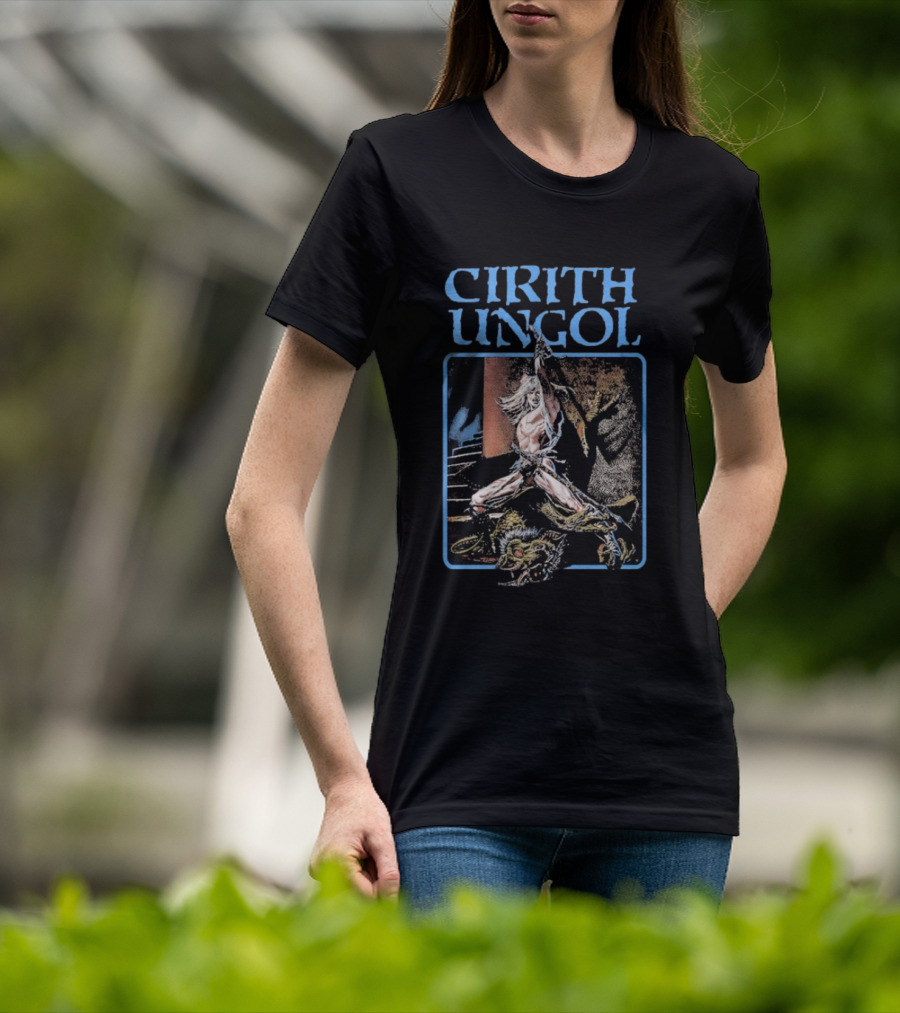 Cirith Ungol Fantasy Warrior And Dragon Battle T-Shirt