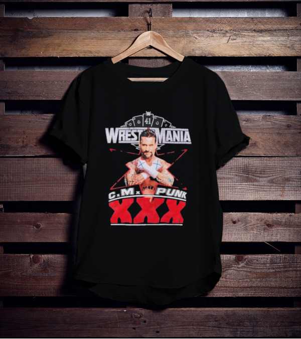 CM Punk WrestleMania XXX 41 Playing Cards Theme T-Shirt