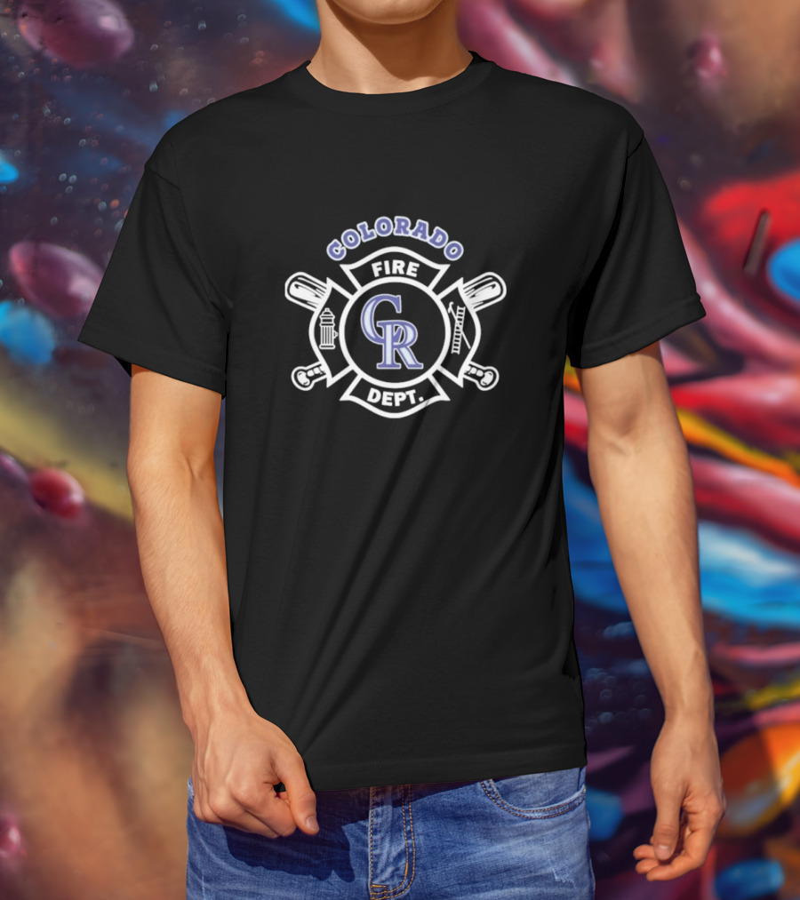 Colorado Rockies Fire Dept Firefighters Emblem With CR Logo T-Shirt