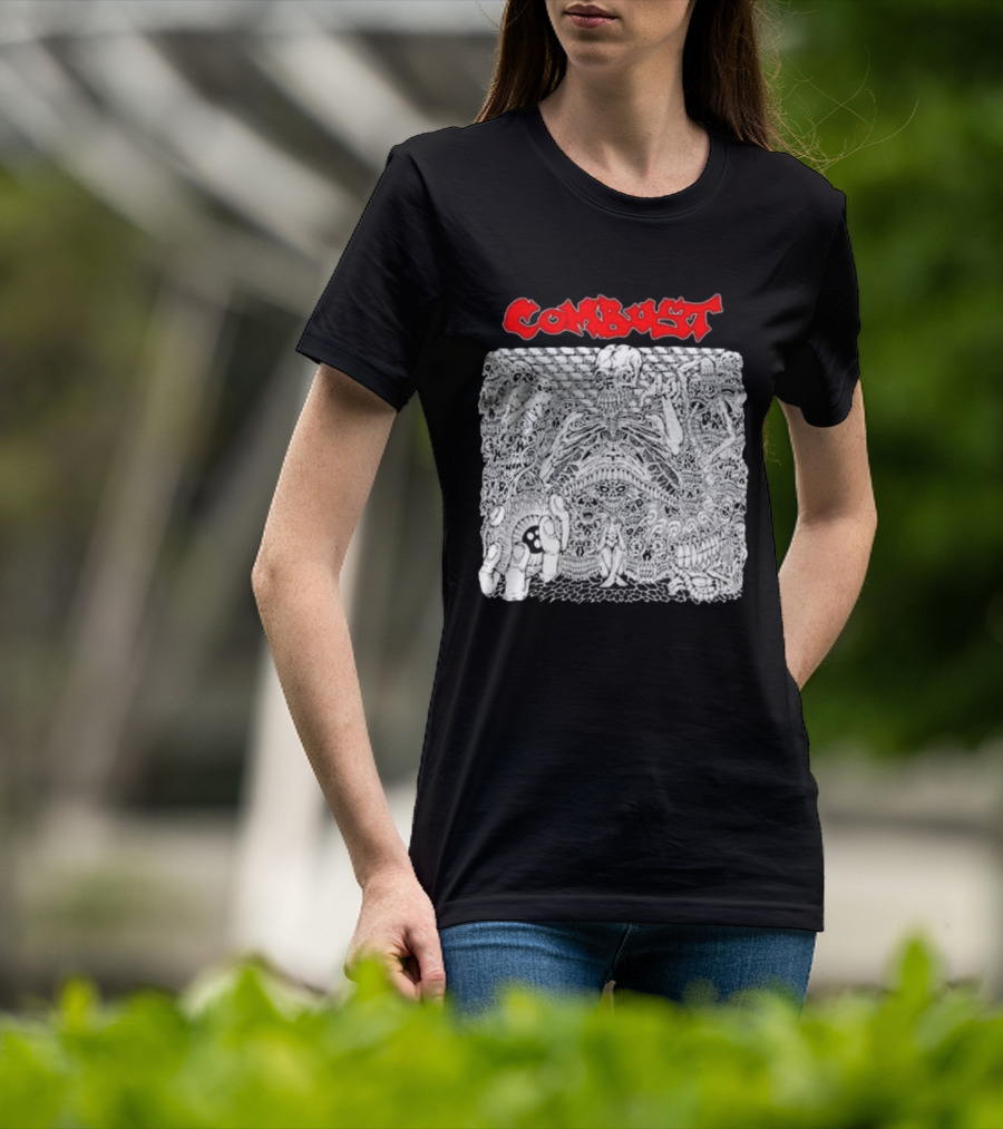 Combust Belly Of The Beast Intricate Black And White Triple B Records T-Shirt