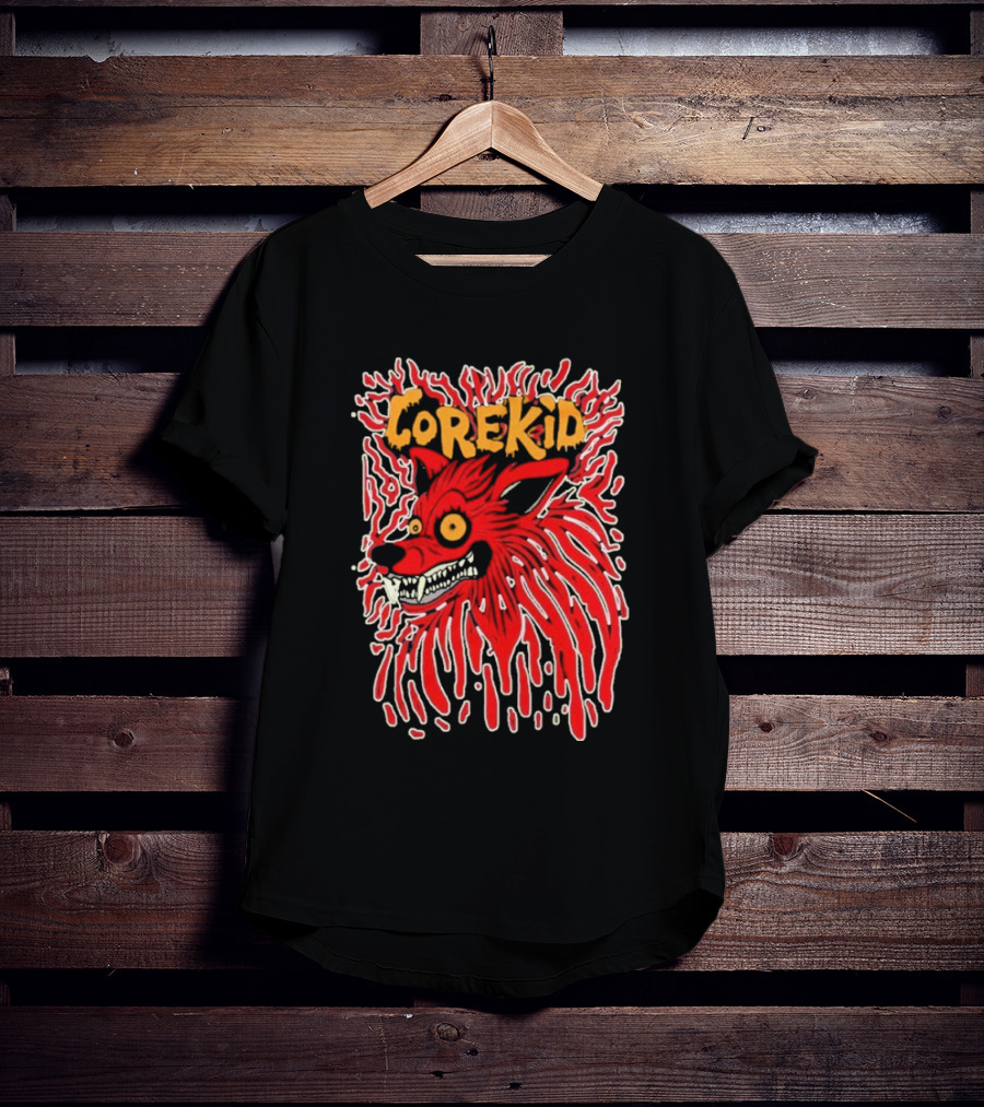 Corekid Blood Wolf Fiery Red Canine Artwork T-Shirt