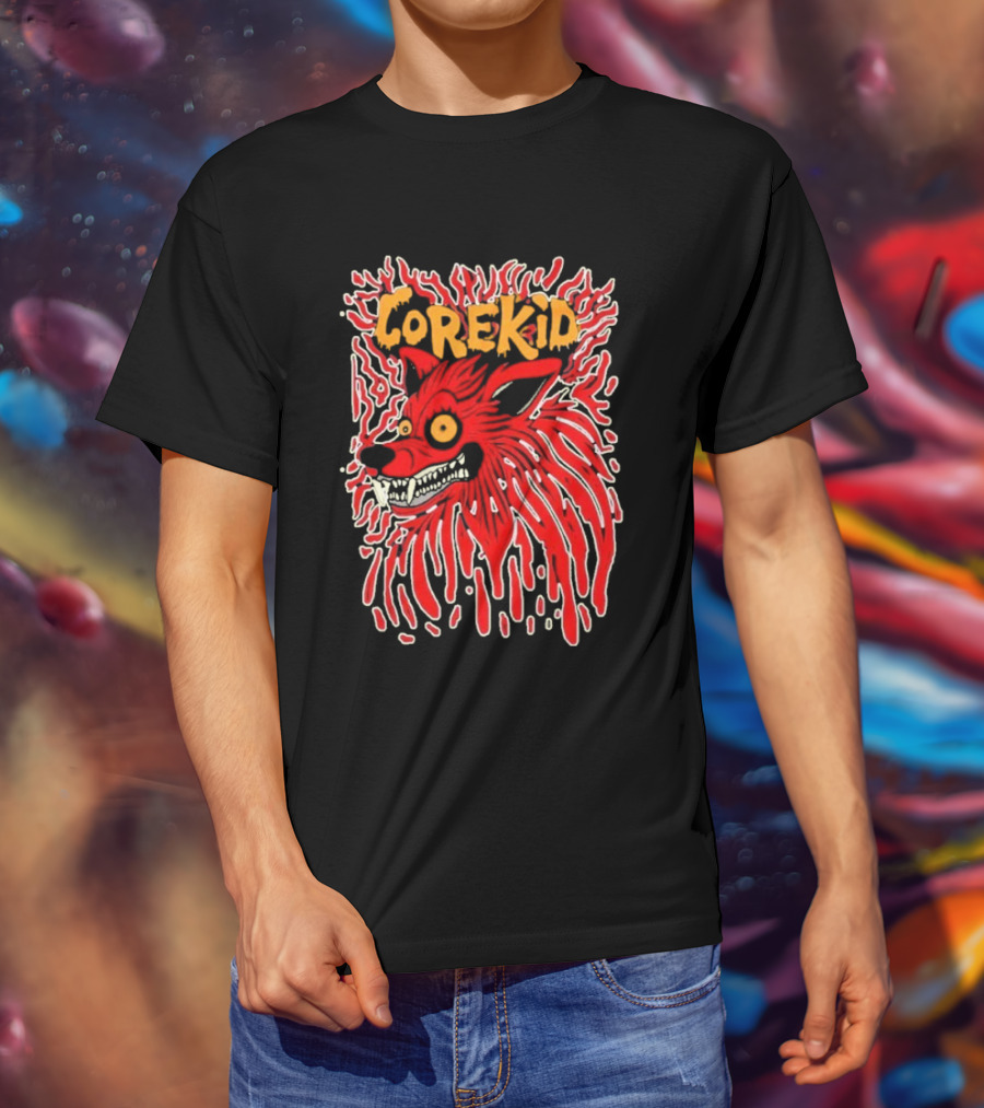 Corekid Blood Wolf Fiery Red Canine Artwork T-Shirt