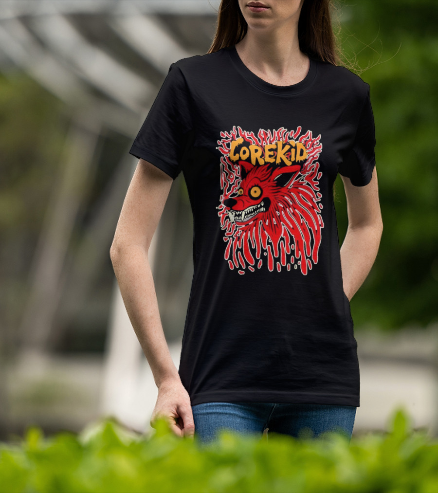 Corekid Blood Wolf Fiery Red Canine Artwork T-Shirt