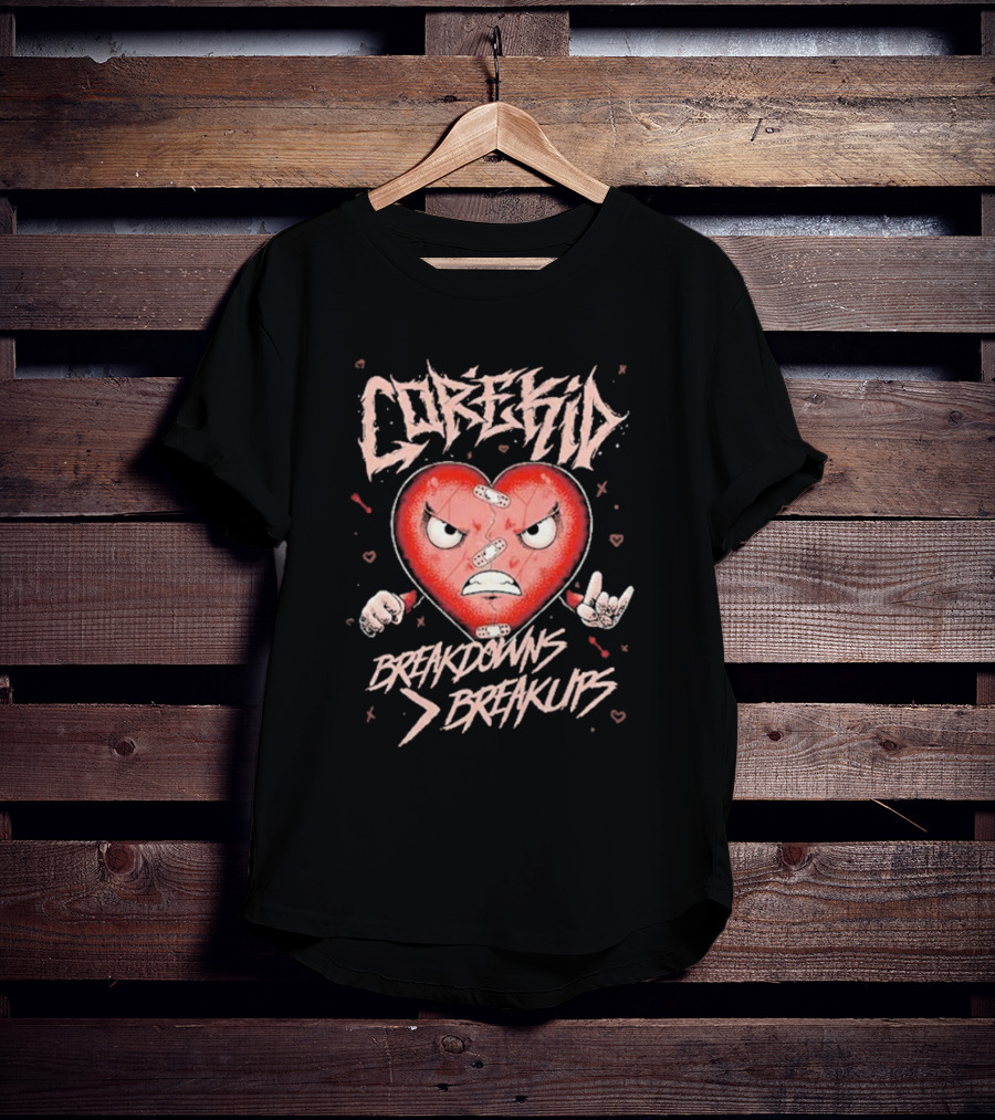 Corekid Breakdowns Breakups Angry Heart With Rock Hand Signs T-Shirt