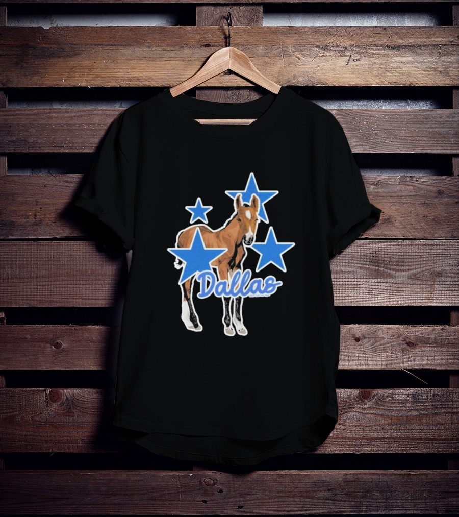 Dallas Horse With Blue Stars Iconic Design T-Shirt