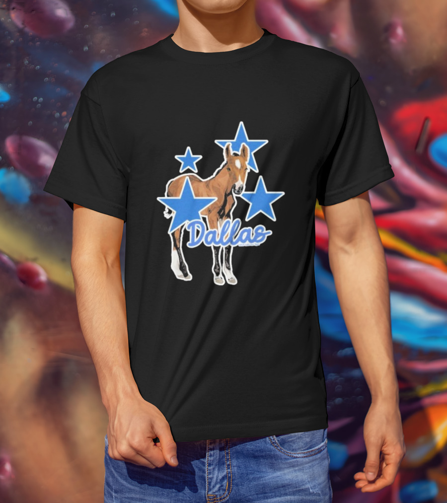 Dallas Horse With Blue Stars Iconic Design T-Shirt