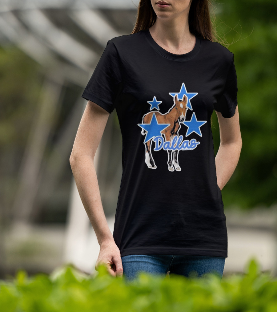 Dallas Horse With Blue Stars Iconic Design T-Shirt