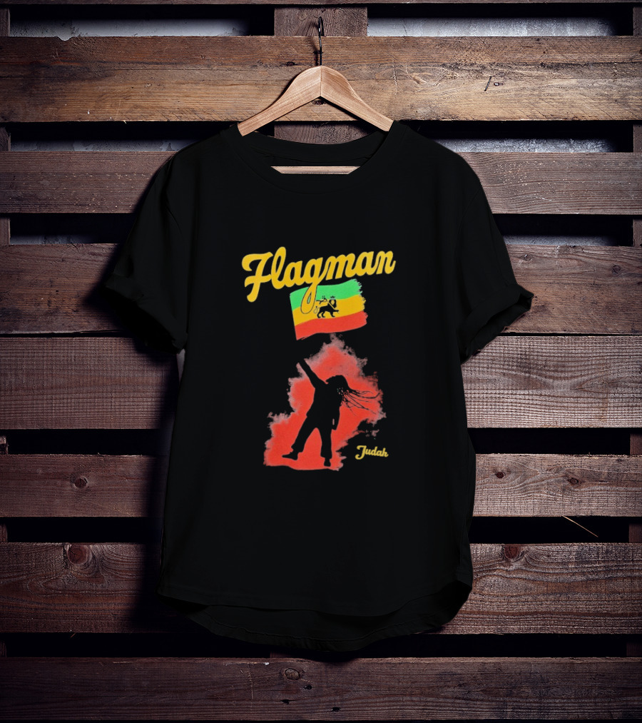 Damian Marley Flagman Judah Reggae Silhouette Red Map Background T-Shirt