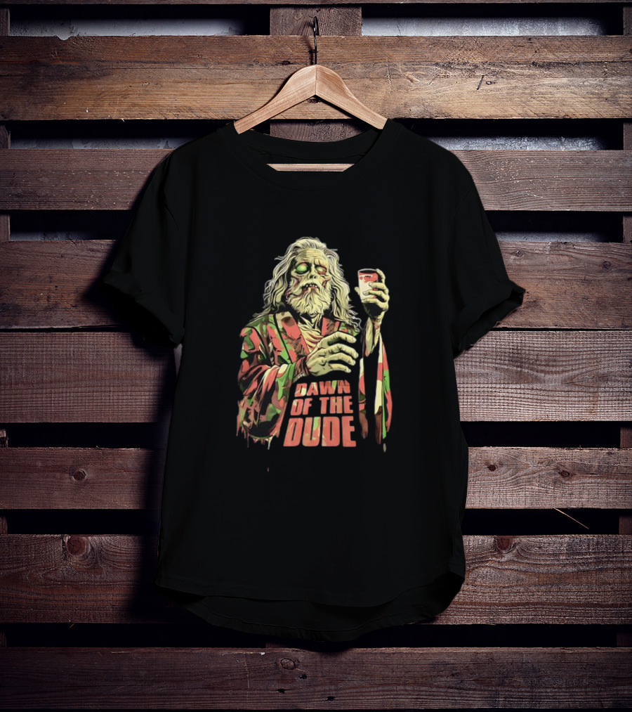 Zombie Dude Camo Robe Holding Drink Zombie Of The Dude T-Shirt