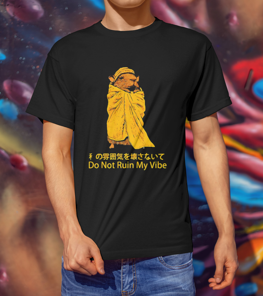 Do Not Ruin My Vibe Hamster Wrapped In Blanket With Japanese Text T-Shirt