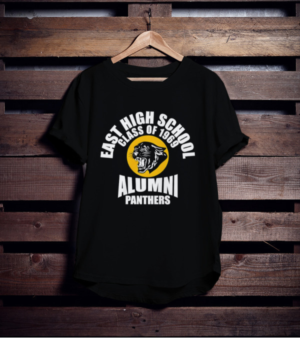 East High School Class Of 1969 Alumni Panthers Logo With Roaring Panther Face T-Shirt