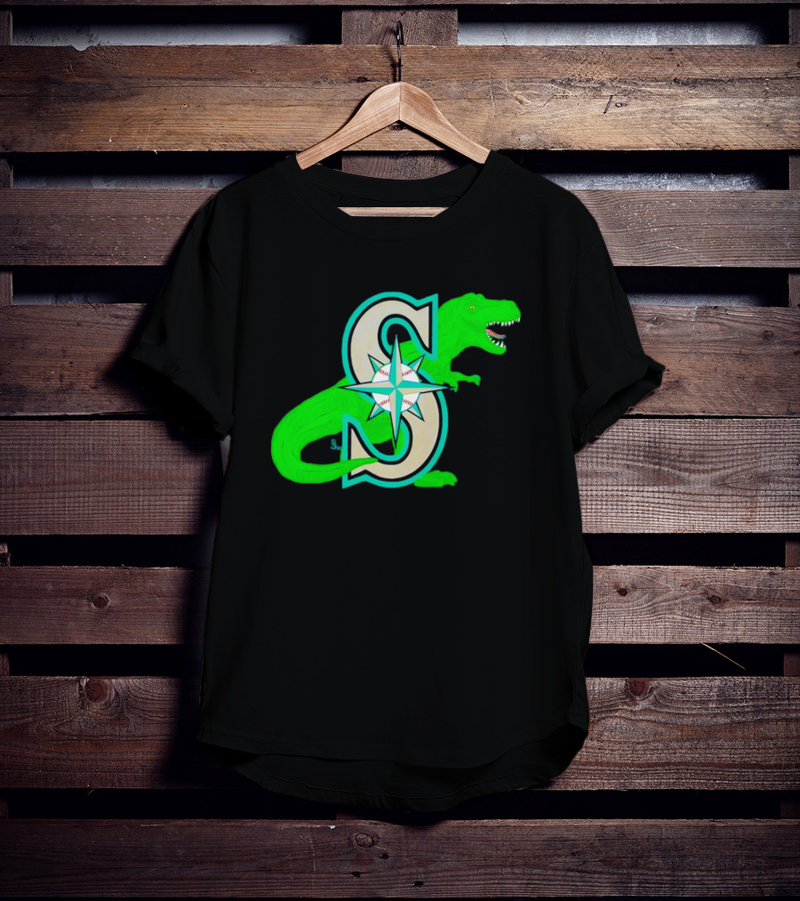 Seattle Mariners Dinosaur Baseball Team Emblem T-Shirt