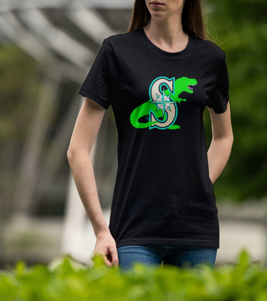 Seattle Mariners Dinosaur Baseball Team Emblem T-Shirt