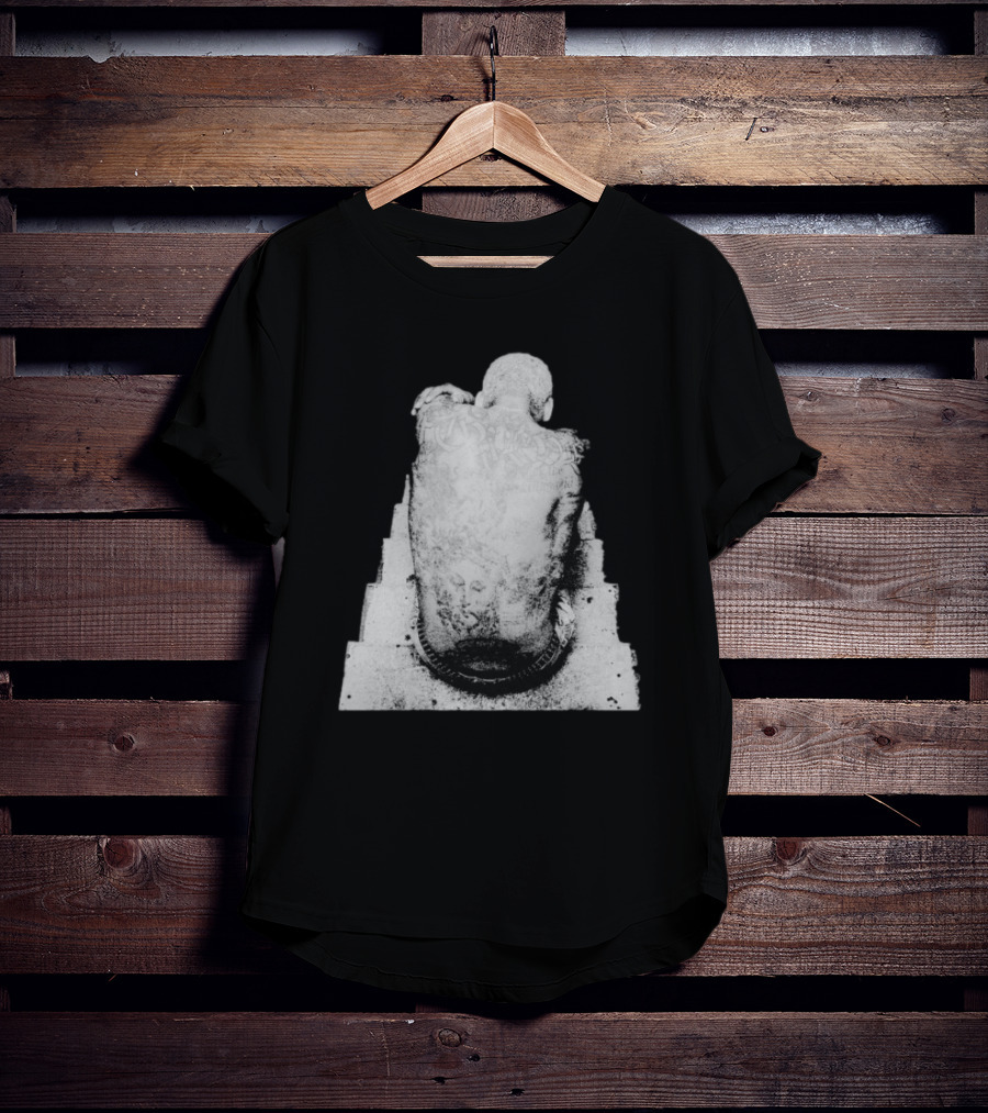 "Ekkstacy Tattooed Figure Sitting On Staircase Design" T-Shirt