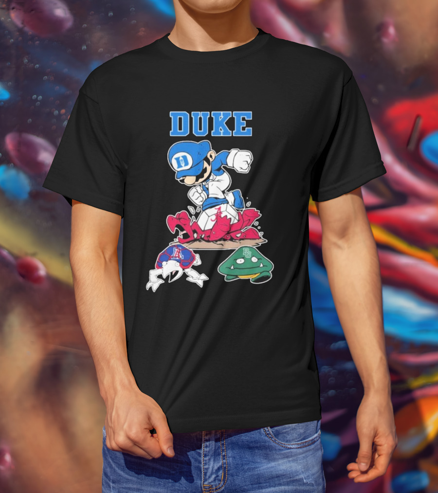 Duke Blue Devils Super Mario Crushing Arizona Wildcats Baylor T-Shirt