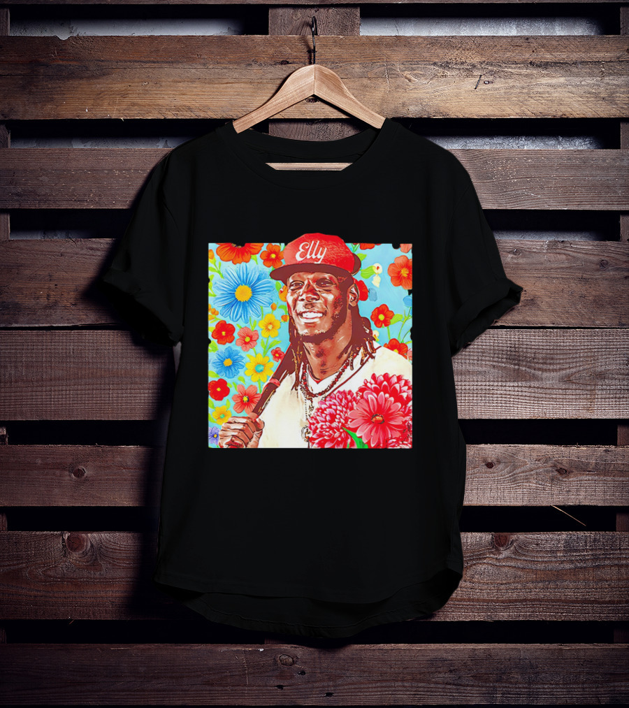 Elly De La Cruz Cincinnati Reds Floral Baseball Imagery T-Shirt