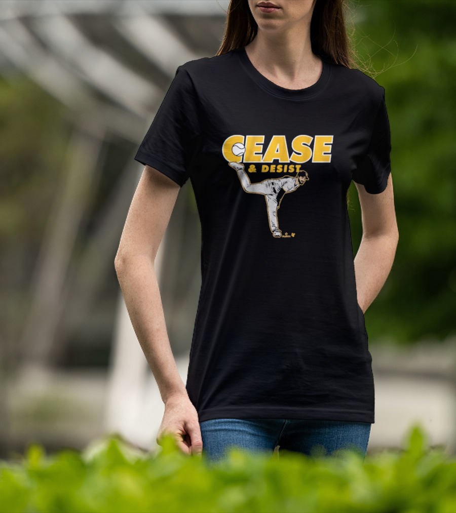 Cease And Desist Baseball Player Pitching Action T-Shirt