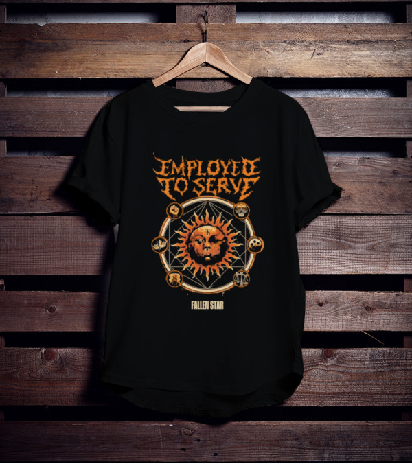 Employed To Serve Fallen Sun Star With Zodiac Circles T-Shirt