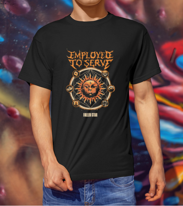 Employed To Serve Fallen Sun Star With Zodiac Circles T-Shirt