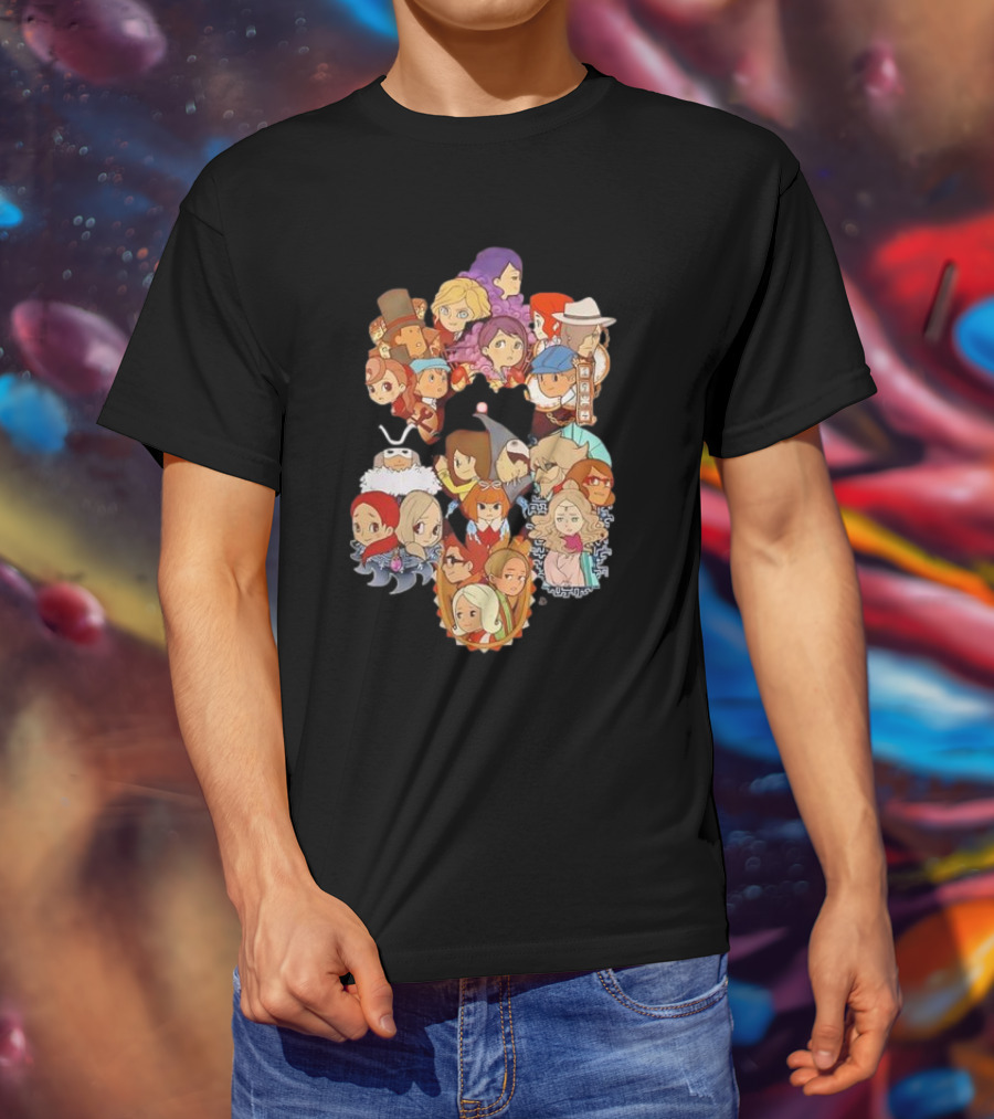 Professor Layton Every Puzzle Has An Answer With Iconic Character Collage T-Shirt
