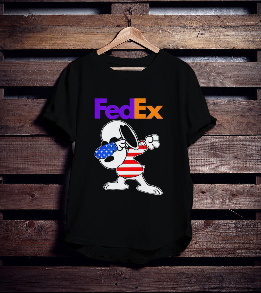 FedEx Snoopy Dabbing American Flag Icon T-Shirt