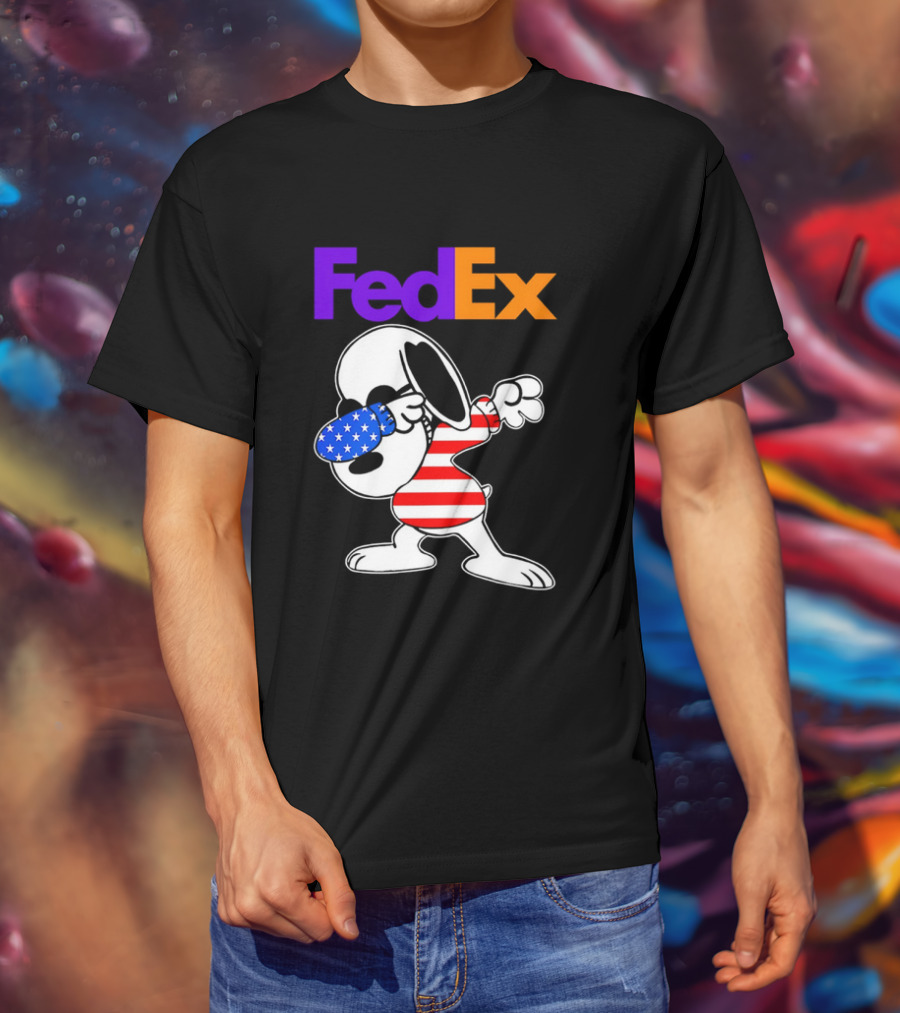 FedEx Snoopy Dabbing American Flag Icon T-Shirt