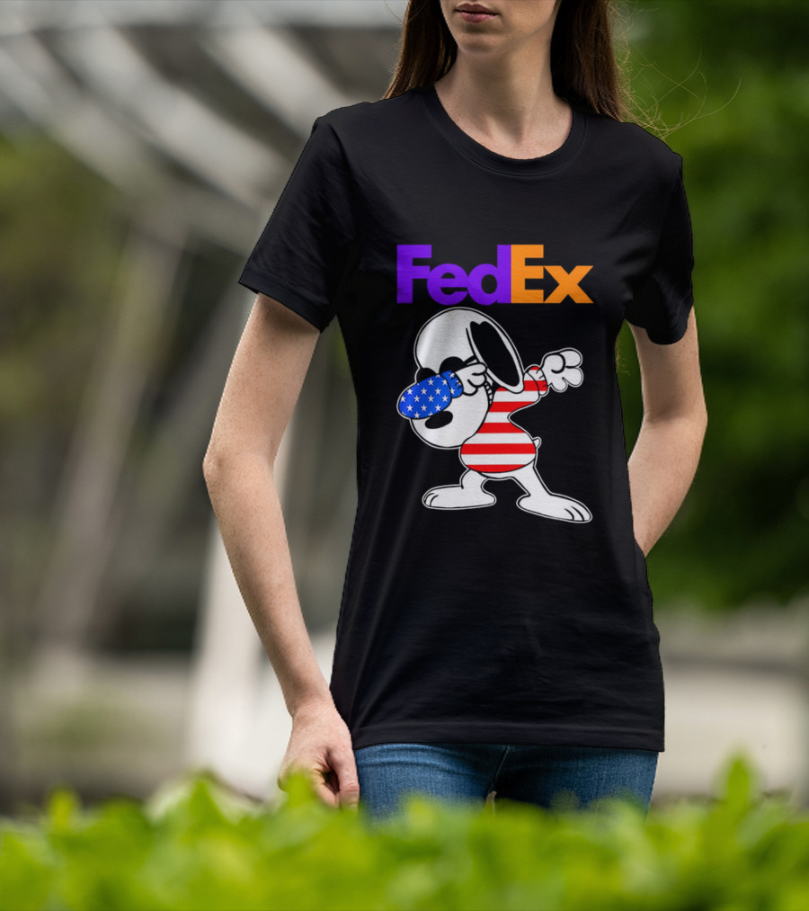 FedEx Snoopy Dabbing American Flag Icon T-Shirt