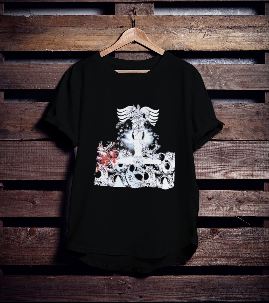 Ghost Supply Rare Rivalry Nordic Inspired Winged Cross And Serpent Motif T-Shirt