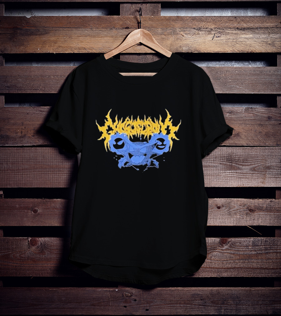 Ghost Supply Unknowns Text Striking Yellow Flames Blue Skull Graphic T-Shirt