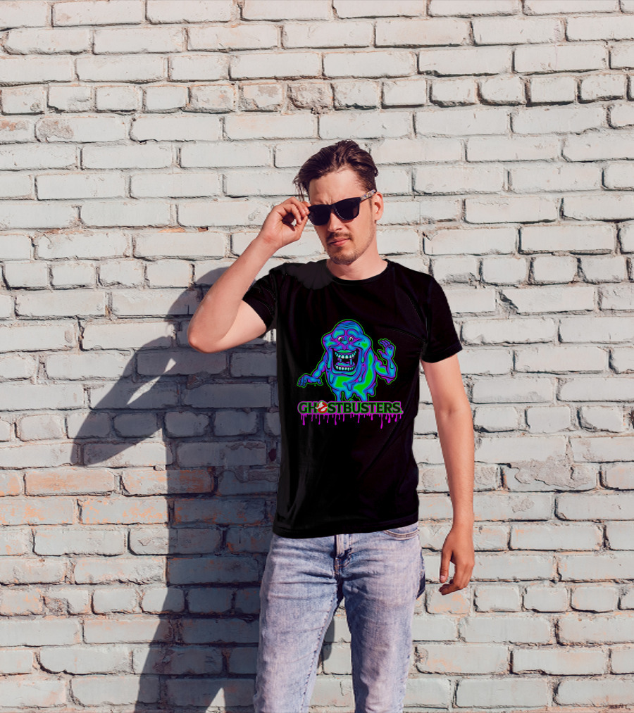 Ghostbusters Slimer Neon Little Spud Cartoon Ooze Glow T-Shirt