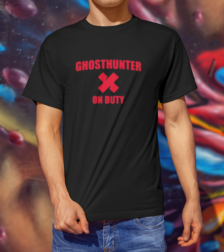 Ghosthunter On Duty Red Bold Font X Symbol T-Shirt