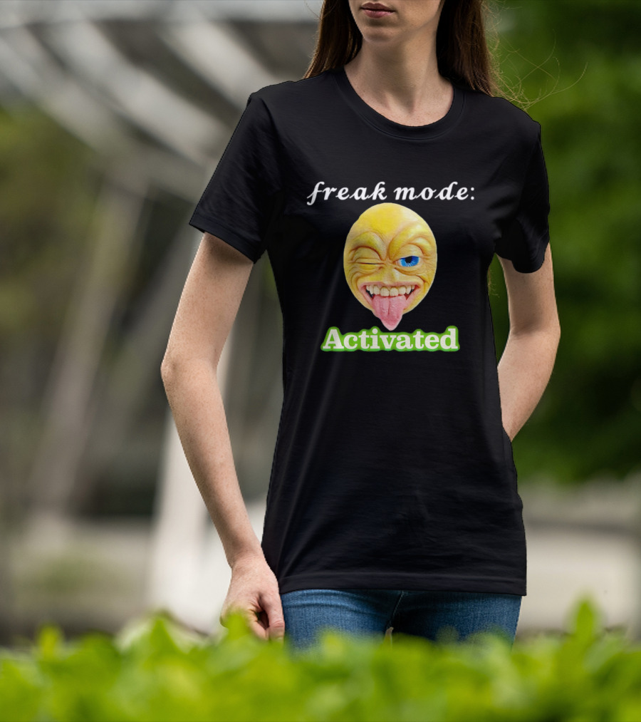 Freak Mode Activated Winking Tongue Out Emoji T-Shirt