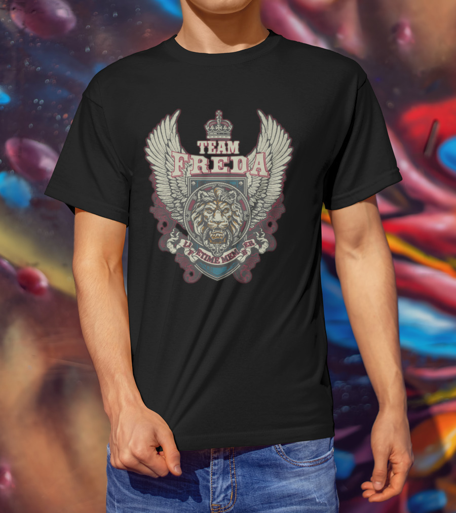 TEAM FREDA Lifetime Member Lion Crest Winged Emblem T-Shirt