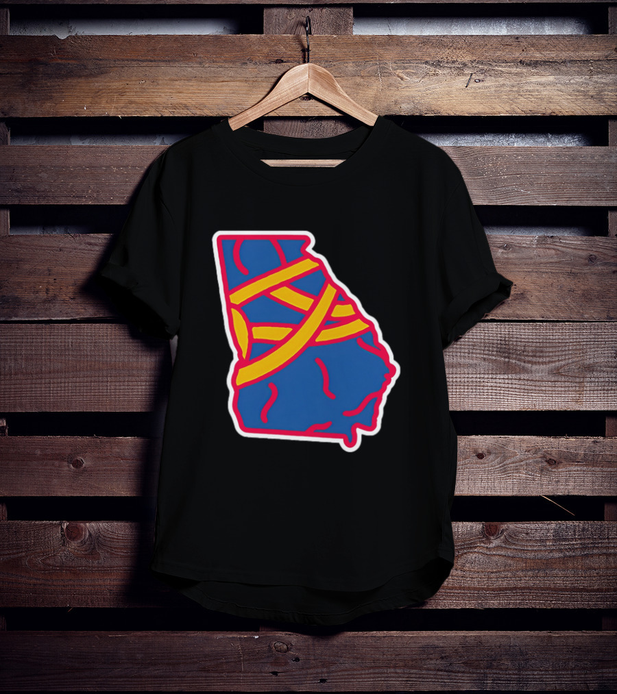 Friday Red State Stripe Atlanta Baseball Georgia Map T-Shirt