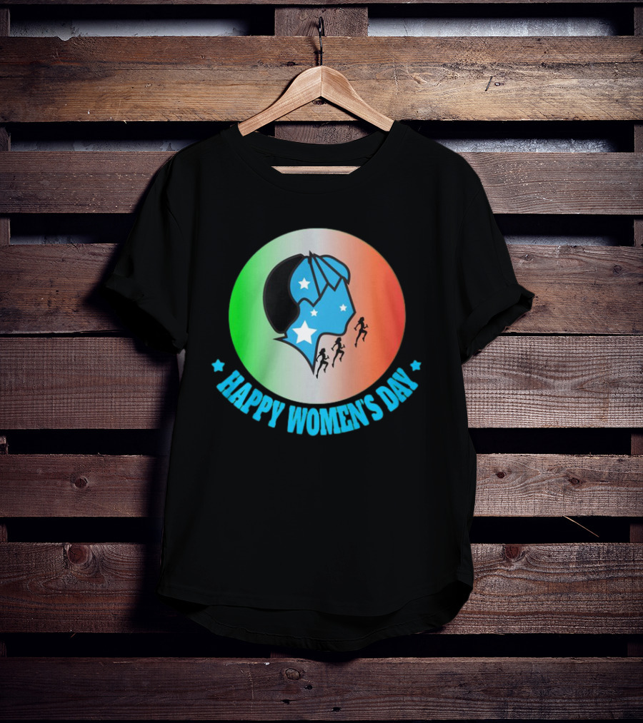 Happy Women's Day Tricolor Silhouette And Stars T-Shirt