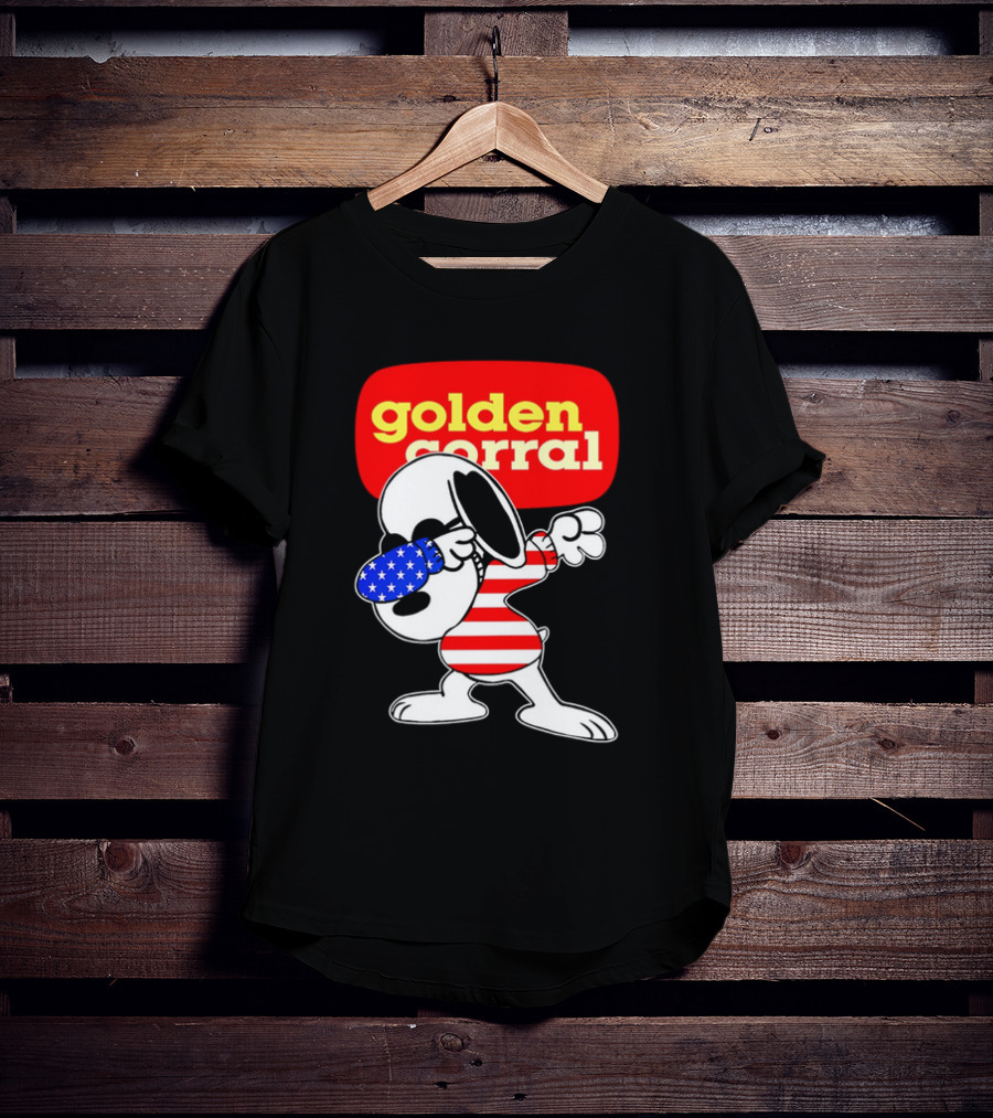 Golden Corral Snoopy Dabbing In American Flag Colors T-Shirt