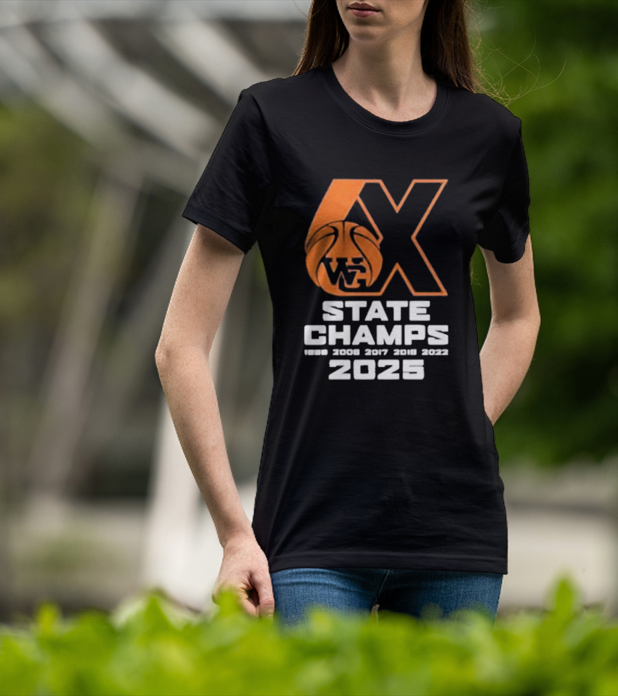 6X WG State Champs 2025 With Basketball Graphic T-Shirt