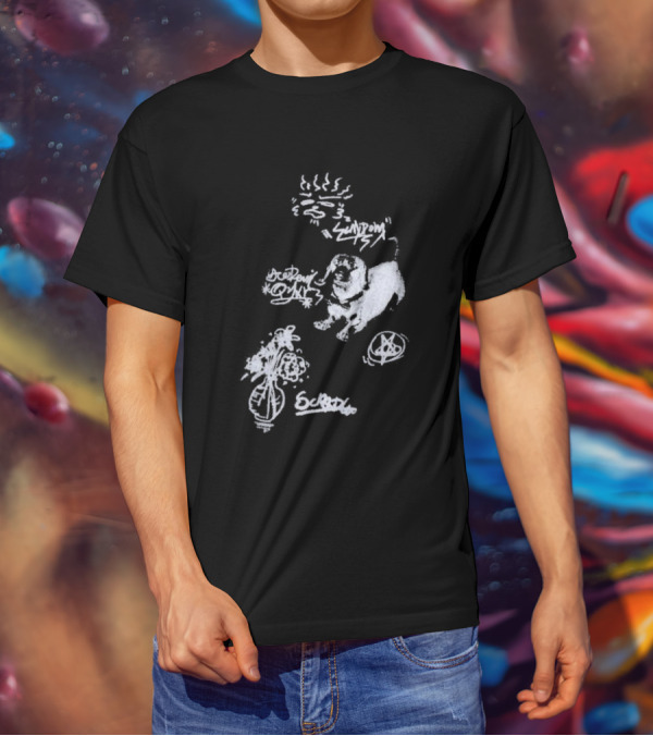 Aelfric Eden Graffiti Dog Flower Crown Art Doodle T-Shirt
